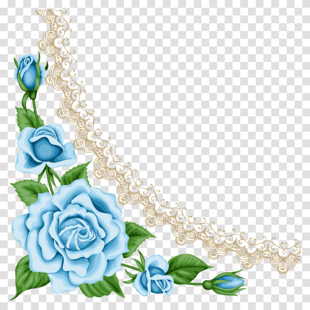 Light Blue Flower Border Clipart Download Border Blue Flower Clipart, Floral Design, Pattern, Lace Transparent Png
