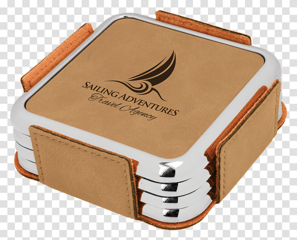 Light Brown Coaster Set With Custom Laser Engraving Coasters Corporate Gifts, Box, Electronics, Label Transparent Png