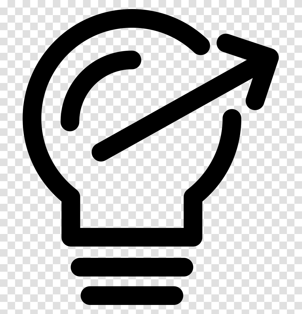 Light Bulb Outline With Thin Arrow To The Right Lampada Com Seta, Hammer, Tool, Stencil, Axe Transparent Png
