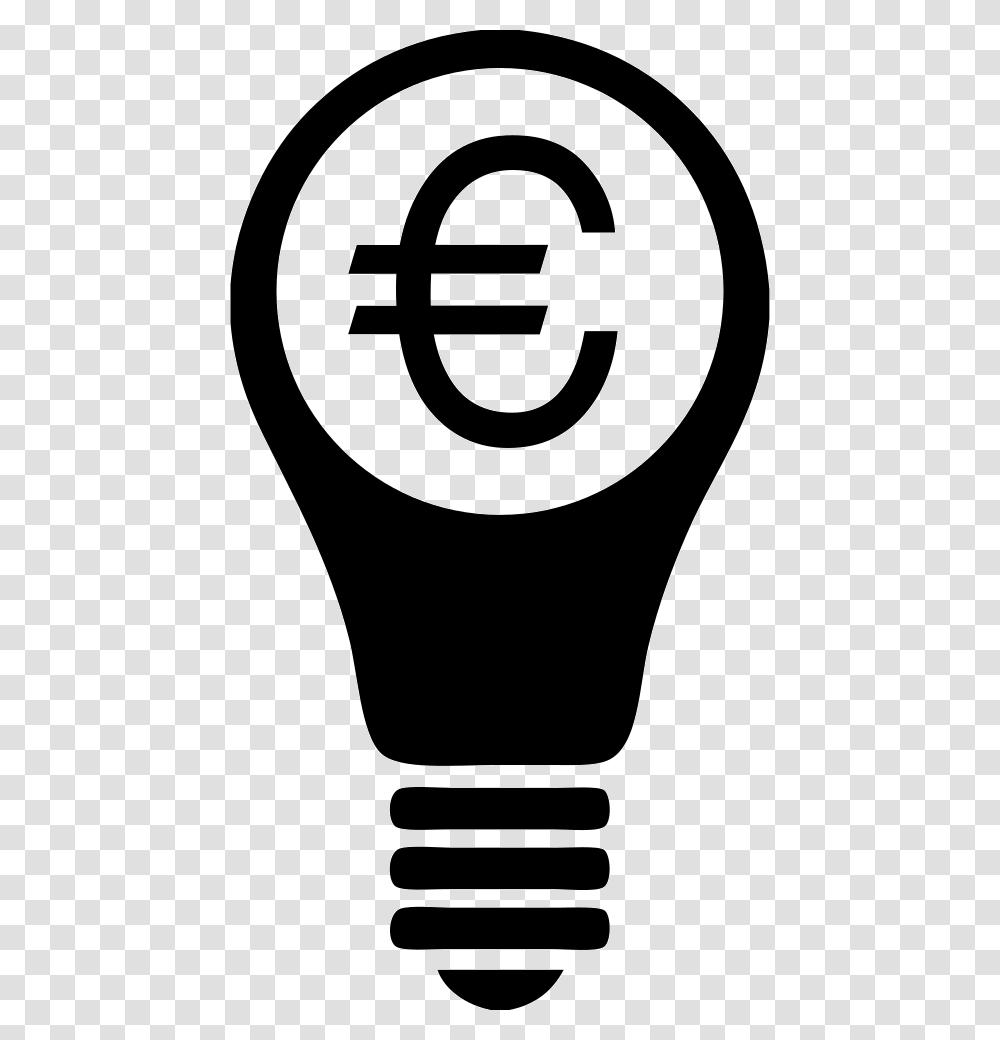 Light Bulb With Euro Symbol Light Bulb Icon, Stencil, Rug, Number Transparent Png