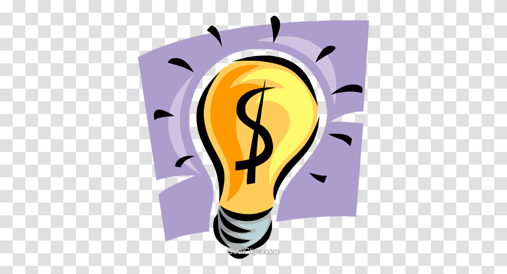 Light Bulb With Money Symbol Royalty Free Vector Clip Art Clip Art, Lightbulb, Poster, Advertisement, Hand Transparent Png
