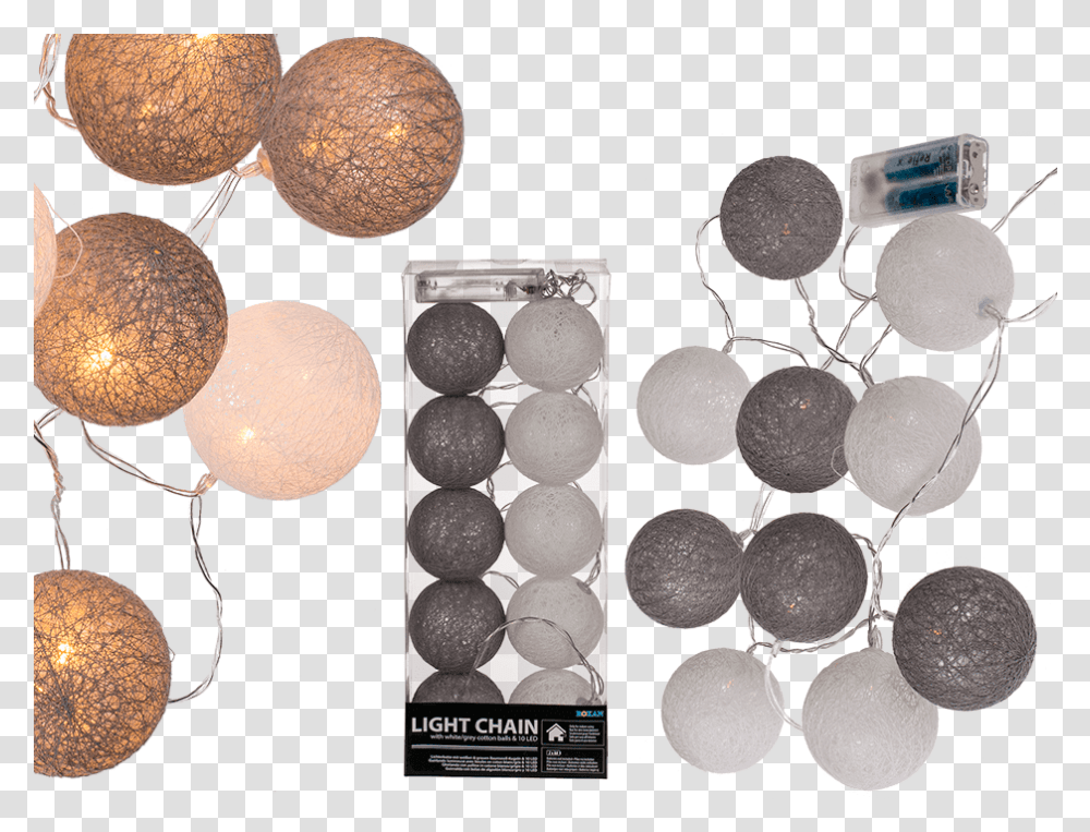 Light Chain With Whitegrey Cotton Balls & 10 Led Out Of, Sphere, Plant, Food, Outer Space Transparent Png