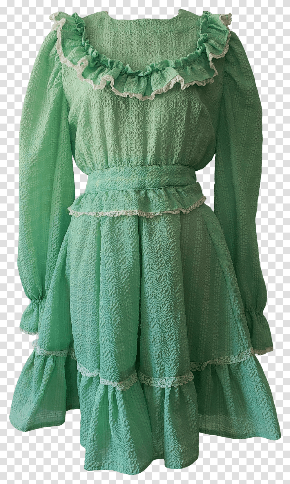 Light Green Scrunchy Dress With Ruffles Overcoat, Sleeve, Clothing, Apparel, Long Sleeve Transparent Png