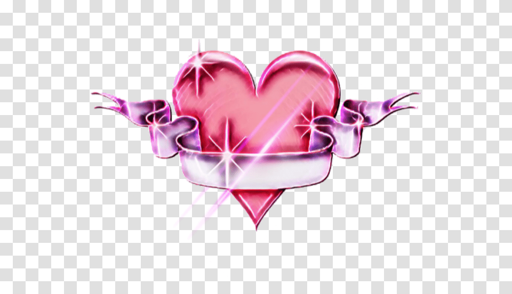 Light Hearts With Banners, Neon, Purple, Cushion Transparent Png