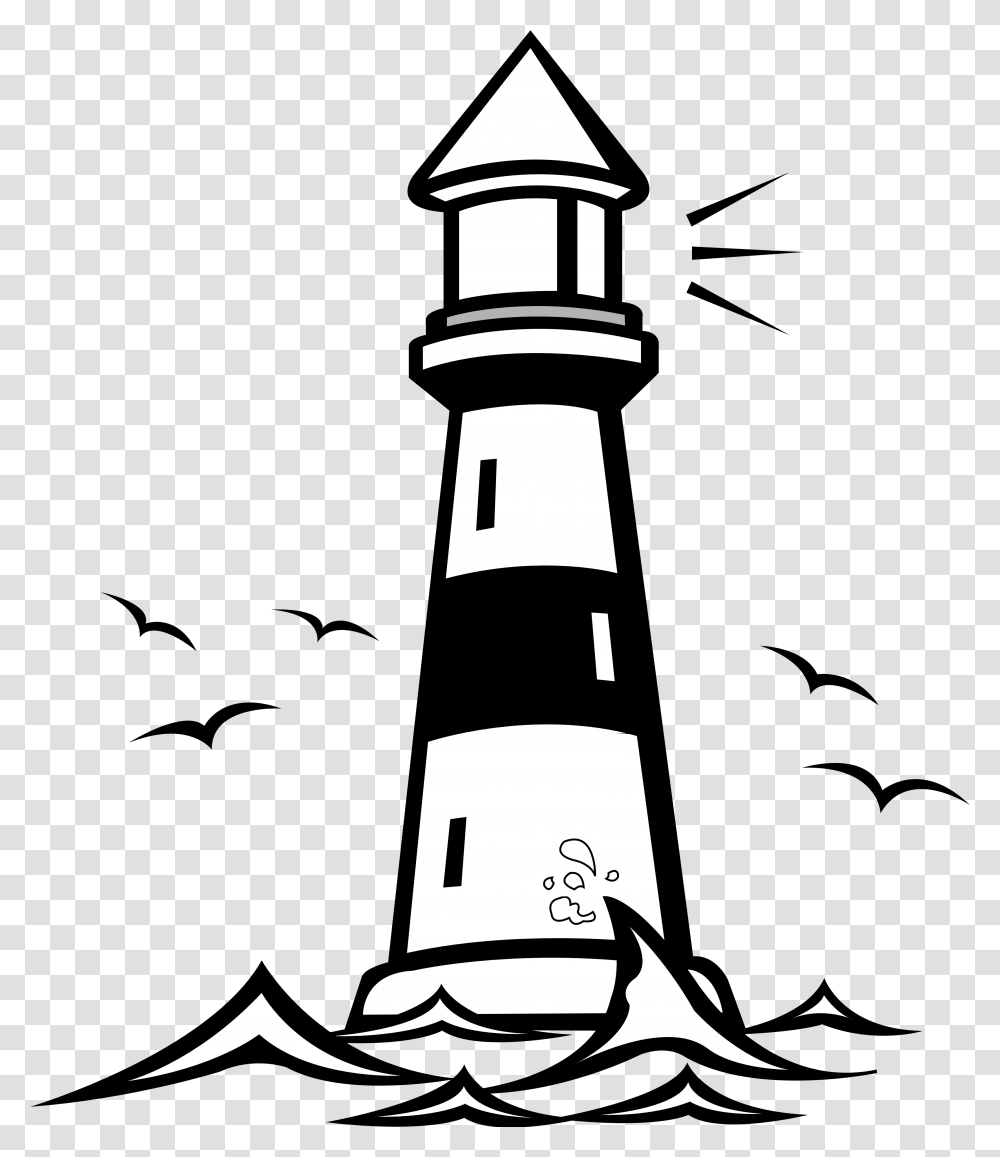 Light House Black And White Lighthouse Clipart Black And White, Architecture, Building, Tower, Beacon Transparent Png
