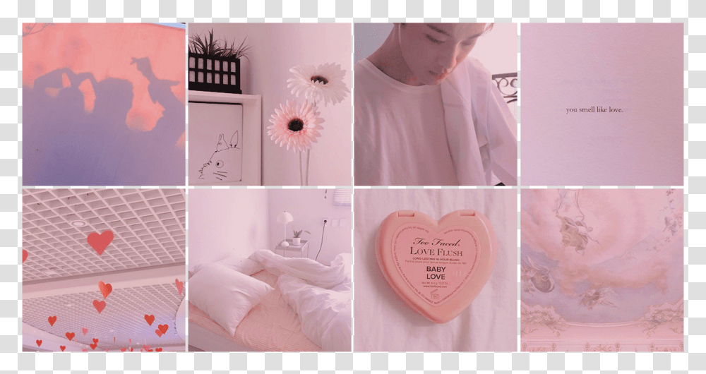 Light Pink Heart, Person, Bed, Furniture, Linen Transparent Png