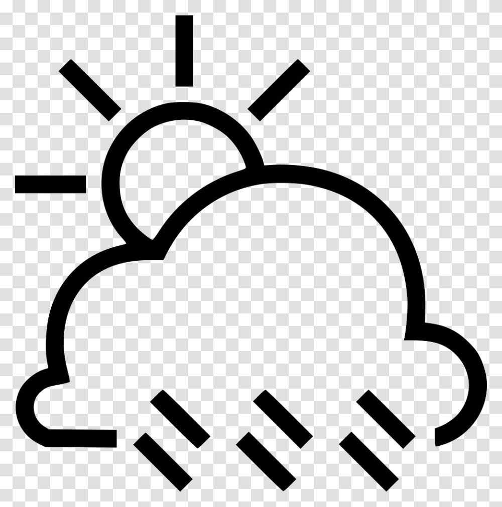 Light Rain Partly Cloudy Clipart Black And White, Hand, Lawn Mower, Tool, Stencil Transparent Png