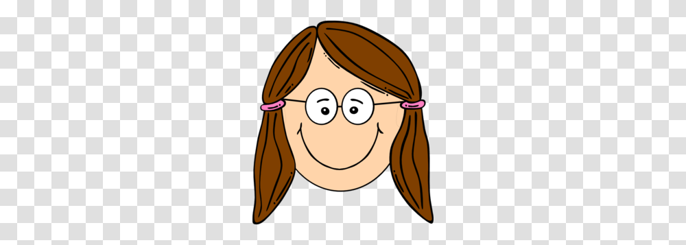Light Skin Smiling Lady With Glasses Clip Art Cclip Art, Face, Drawing, Helmet Transparent Png