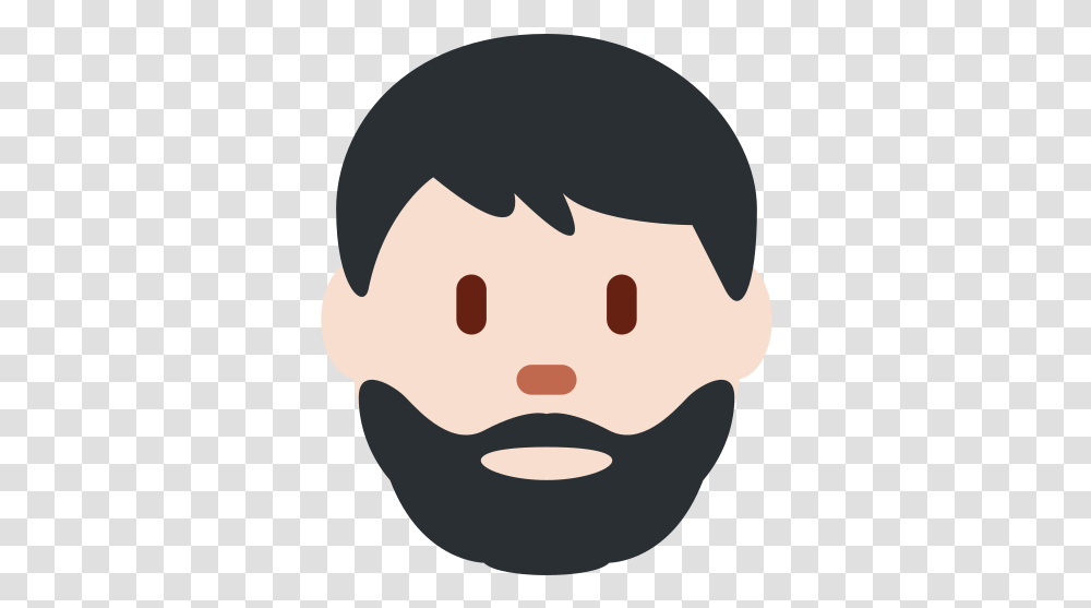 Light Skin Tone Beard Meaning Dark Hair Beard Emoji, Head, Face, Stencil, Mouth Transparent Png