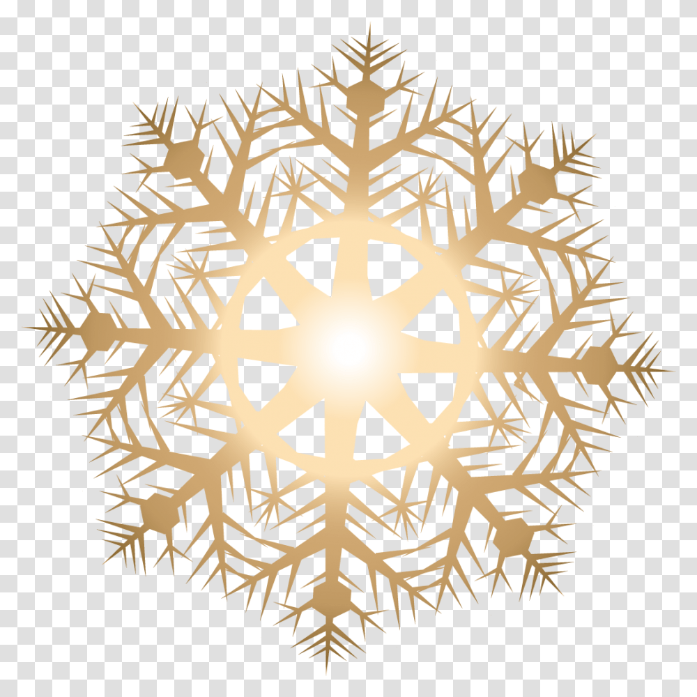 Light Snowflake Vector Golden Snowflakes Download Gold Snowflakes Vector, Rug, Pattern, Stencil, Fractal Transparent Png