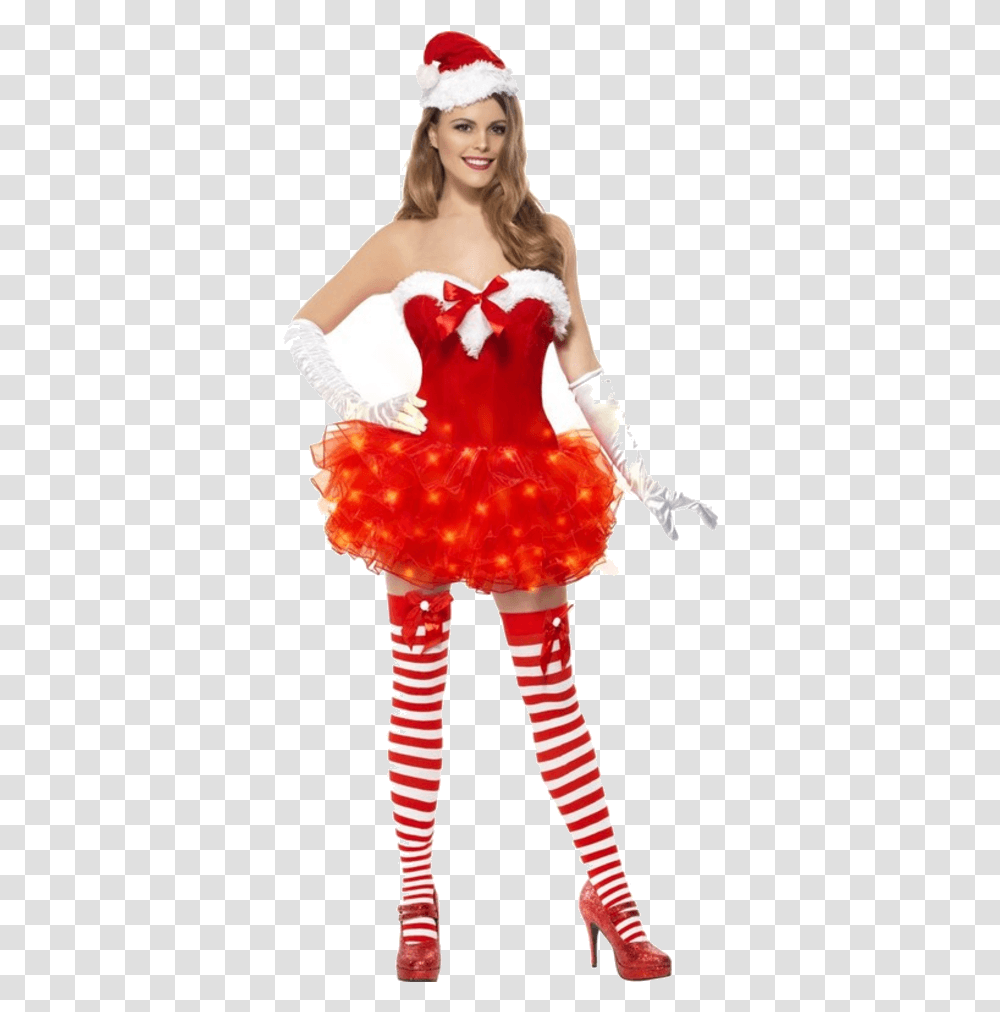 Light Up Sexy Santa Costume Ladies Womens Download, Performer, Person, Human, Dance Pose Transparent Png