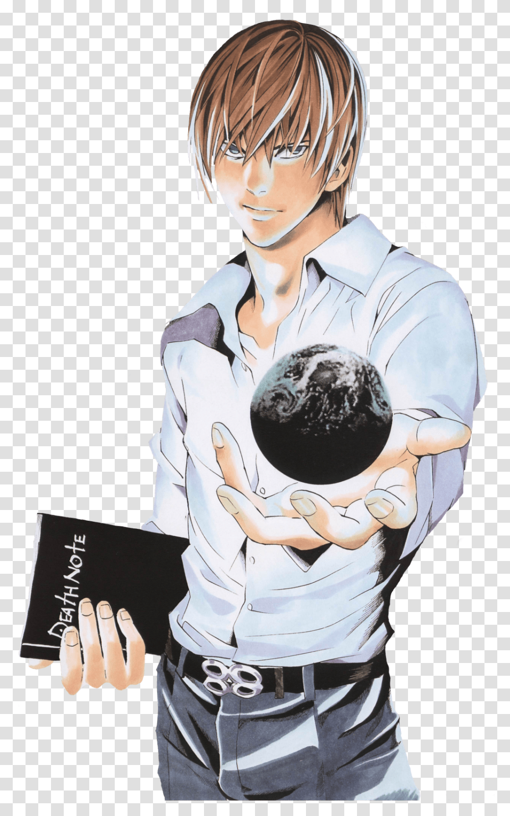 Light Yagami Holding Earth Death Note Light, Person, Clothing, Sleeve, Book Transparent Png