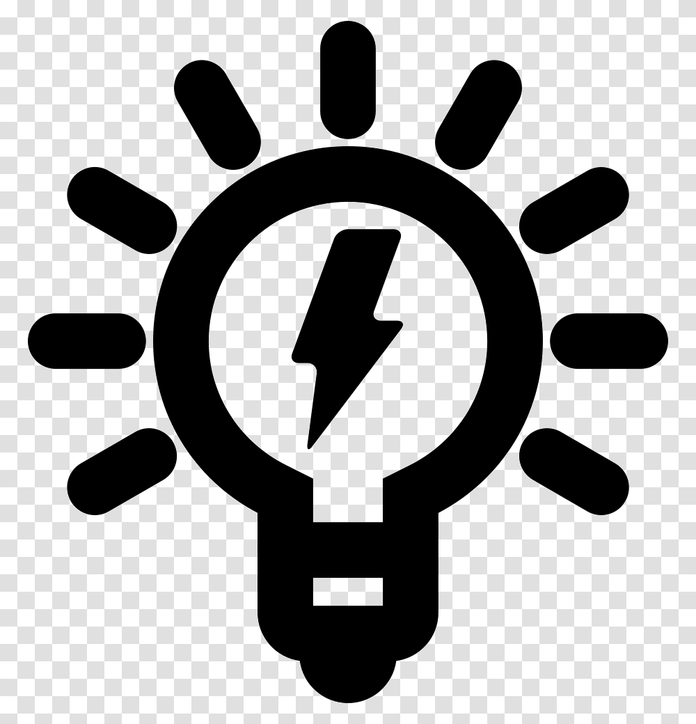 Lightbulb With Bolt Sign Vector Learning Icon, Stencil, Silhouette Transparent Png