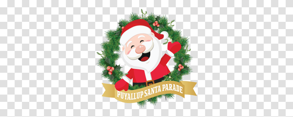 Lighted Santa Parade - Puyallup Main Street Association Santa Claus, Wreath, Plant, Elf, Graphics Transparent Png