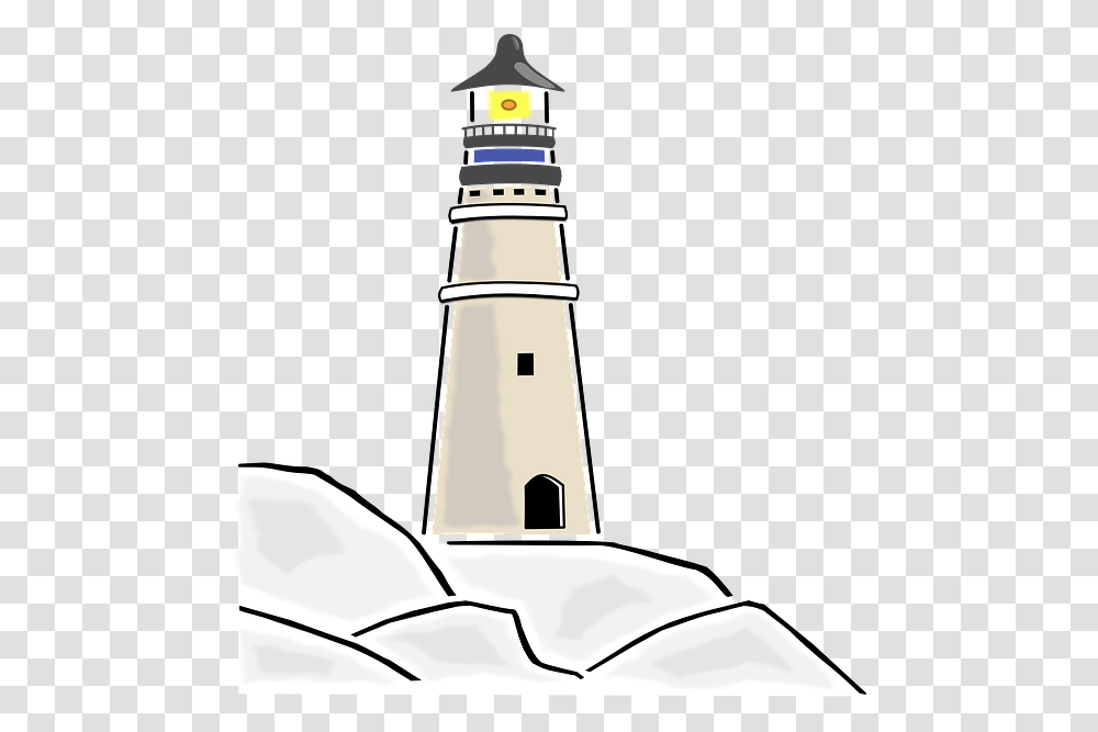 Lighthouse Cartoon, Architecture, Building, Tower, Beacon Transparent Png
