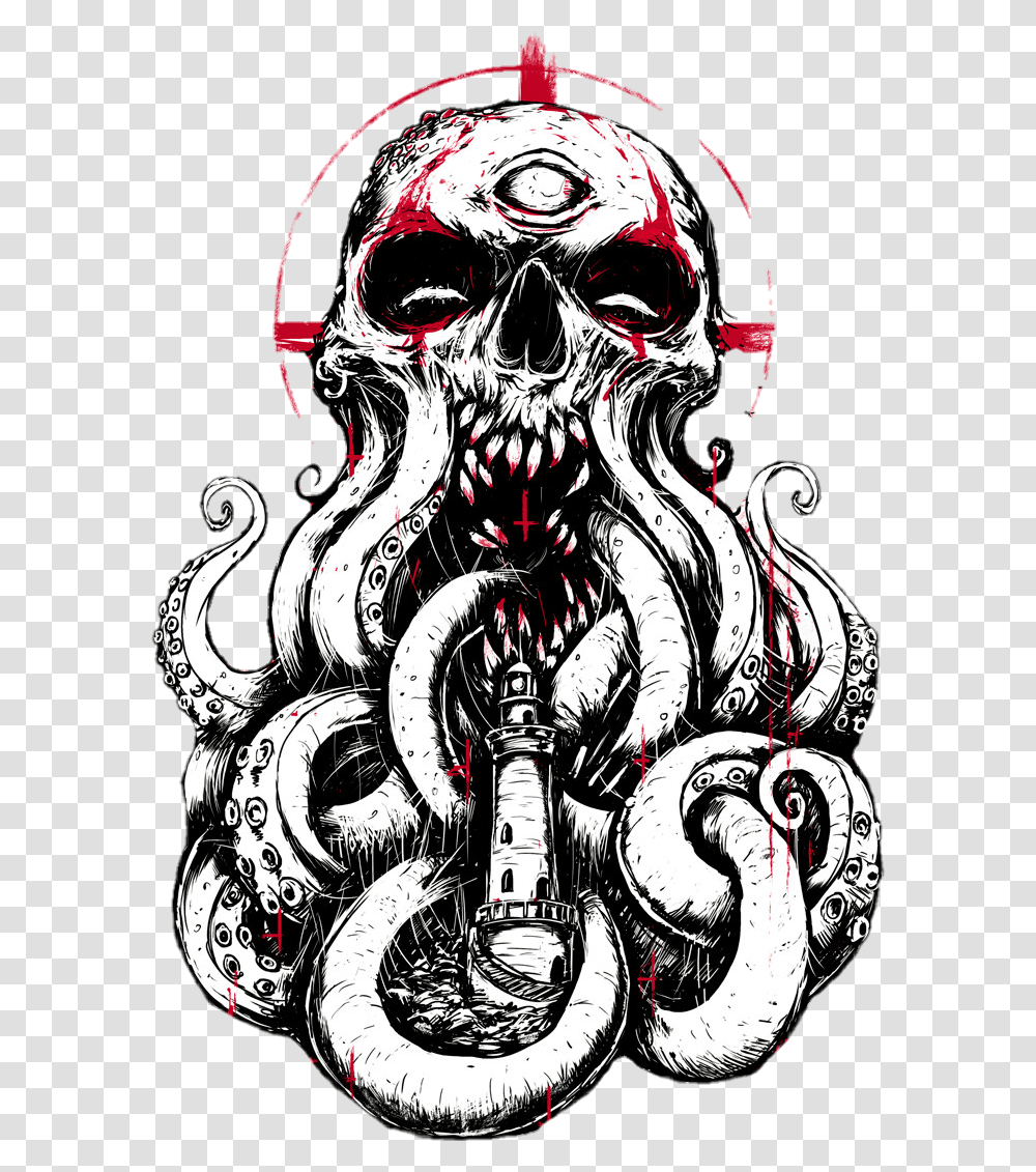 Lighthouse Farol Monstro Monster Criature Tentacles Illustration, Doodle, Drawing, Person Transparent Png