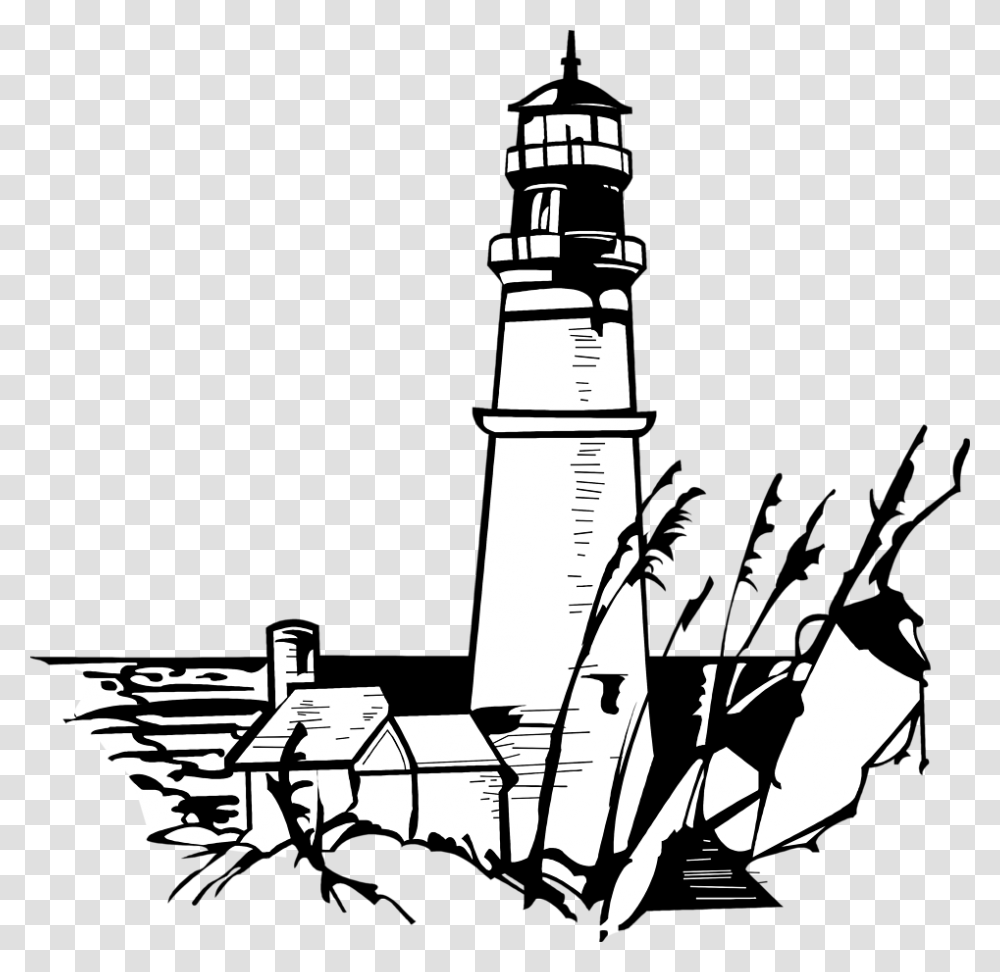 Lighthouse Illustration Lighthouse Clip Art Black And White, Architecture, Building, Tower, Beacon Transparent Png