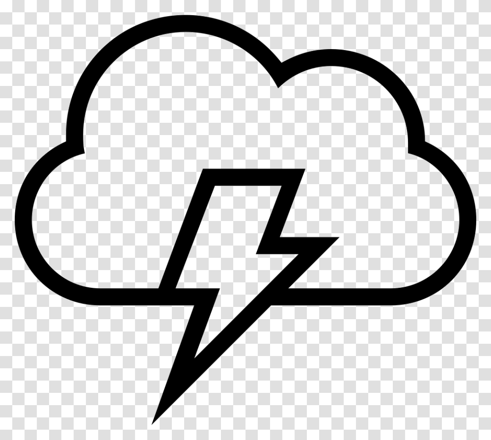 Lightning Bolt On A Cloud Stroke Weather Symbol Cloud With Lightning Bolt, Heart, Stencil, Alphabet Transparent Png