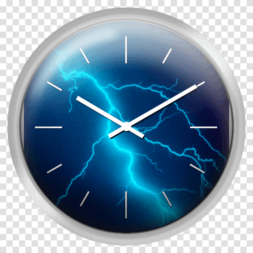 Lightning Bolt Striking Wall Clock, Analog Clock Transparent Png