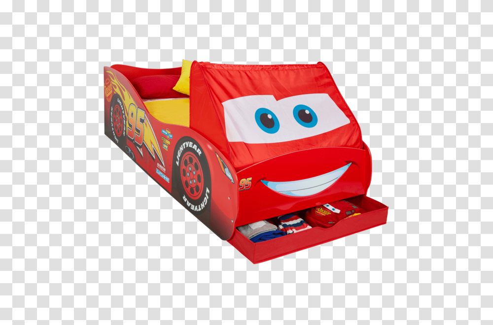 Lightning Mcqueen Cars Single Bed With Storage, Vehicle, Transportation, Box, Toy Transparent Png