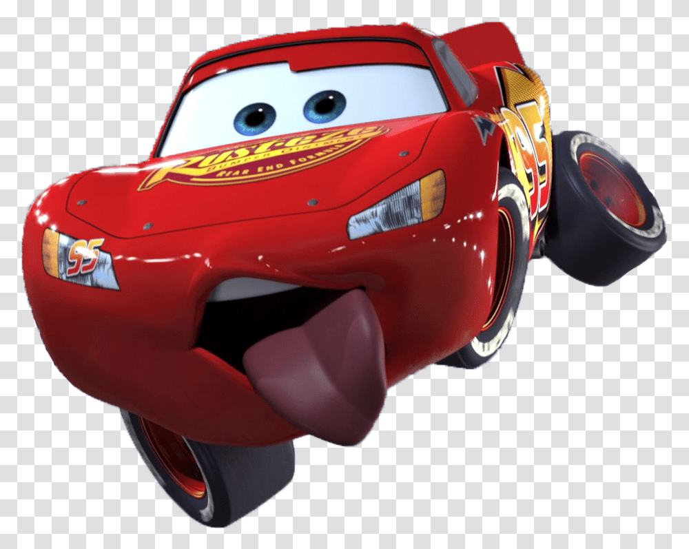 Lightning Mcqueen Cars Tongue Pixar The Lightning Mcqueen Tongue Out, Clothing, Helmet, Vehicle, Transportation Transparent Png
