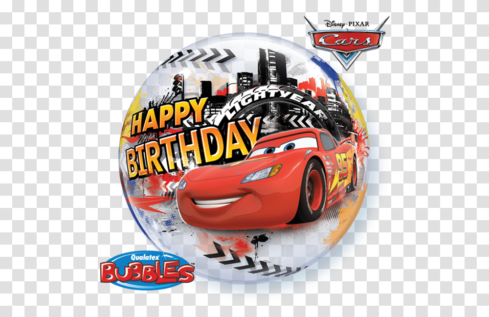 Lightning Mcqueen Happy Birthday Balloon Lightning Mcqueen Birthday, Car, Helmet, Wheel, Machine Transparent Png