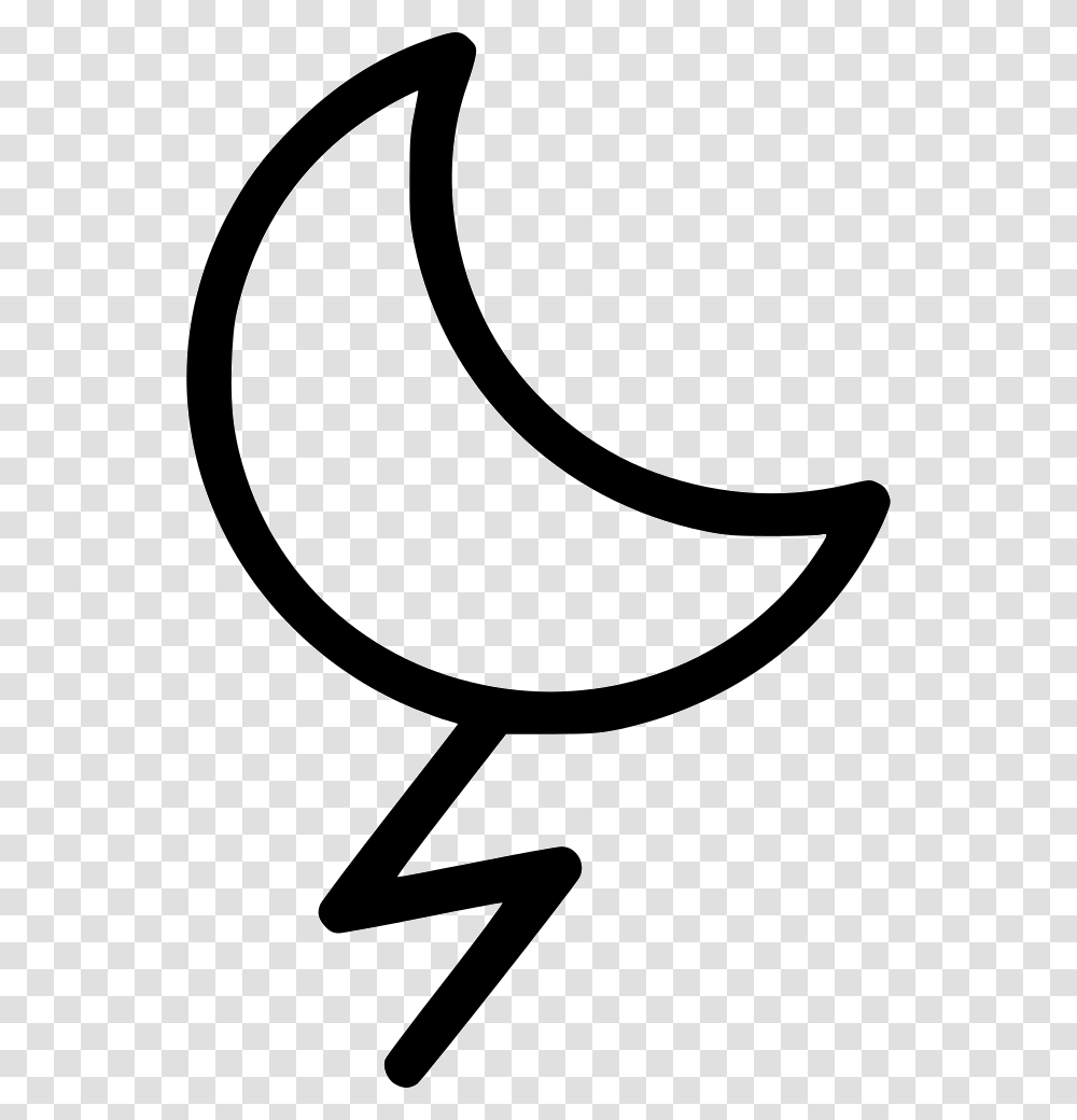 Lightning Night Moon Thunder Weather Storm Icon Free, Stencil, Magnifying Transparent Png