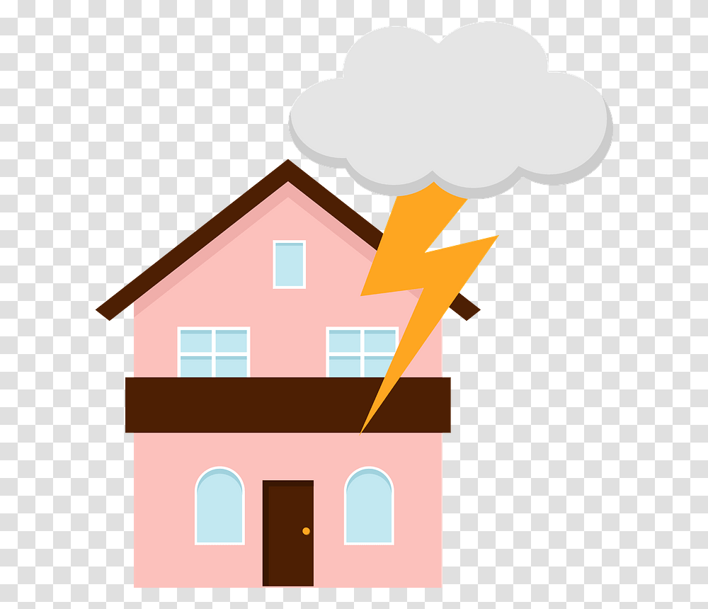 Lightning Strike House Clipart, Nature, Outdoors, Housing, Building Transparent Png