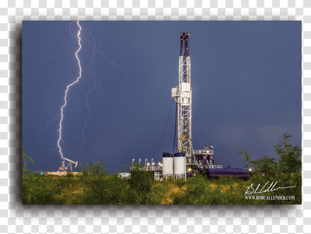 Lightning Strike Lightning In A Oil Rig, Nature, Outdoors, Storm, Oilfield Transparent Png