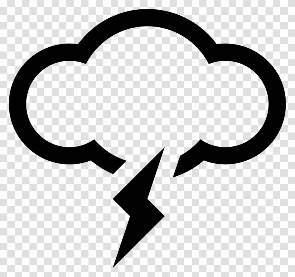Lightning Weather Cloud Rain Black And White, Stencil, Silhouette Transparent Png