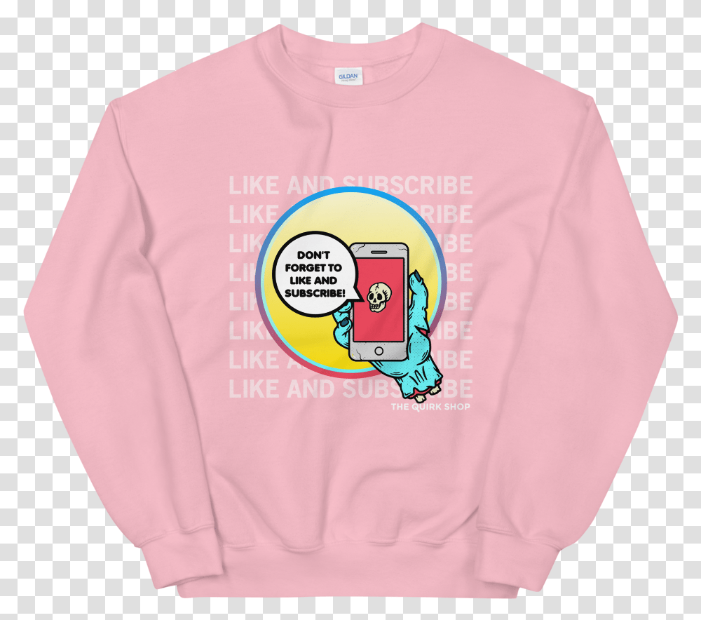 Like And Subscribe Crewneck Sweater, Clothing, Apparel, Sweatshirt, Sleeve Transparent Png