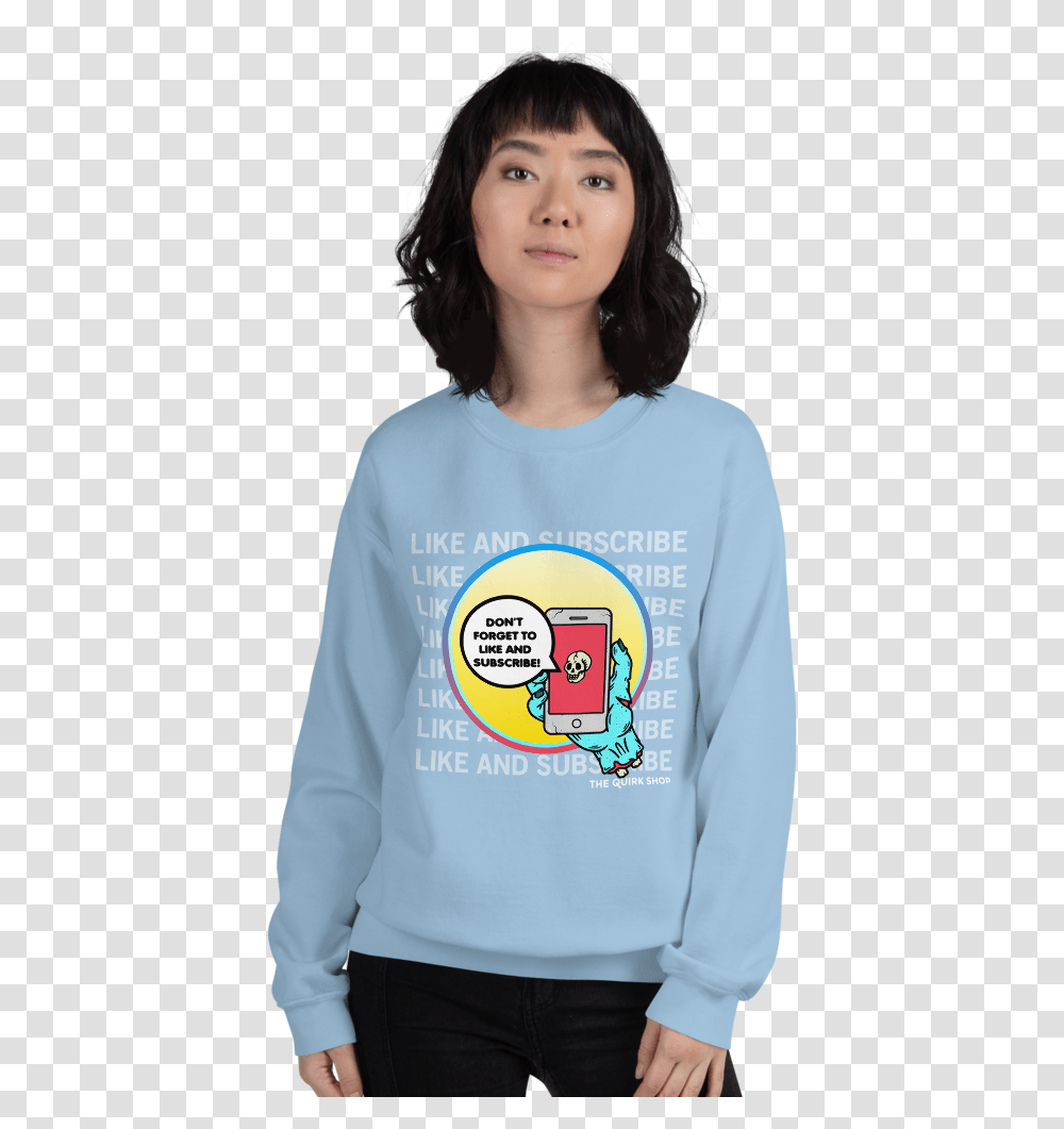Like And Subscribe Crewneck - The Quirk Shop Hex Girls Tour Shirt, Clothing, Apparel, Sleeve, Long Sleeve Transparent Png