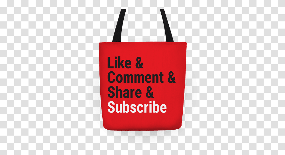 Like Comment Share Subscribe Tote Bag Like Share And Subscribe, Shopping Bag Transparent Png