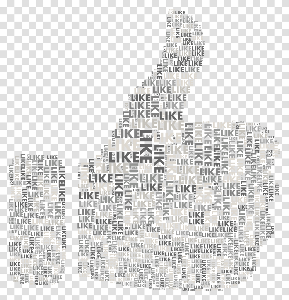 Like Thumbs Up Word Cloud Grayscale Clip Arts Word Cloud Like, Alphabet, Collage, Poster Transparent Png