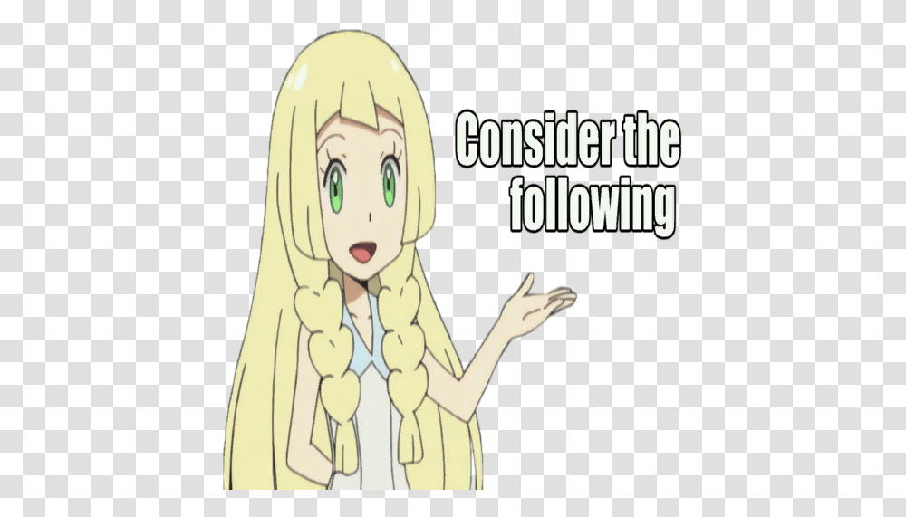 Lillie Consider The Following Spray Pokmon Manga Consider The Following, Person, Female, Crowd, Text Transparent Png