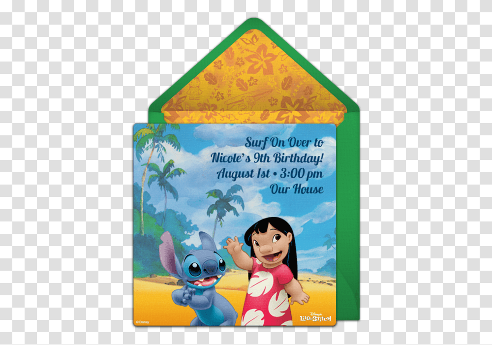 Lilo And Stitch Birthday Invitations, Toy, Envelope, Mail, Person Transparent Png