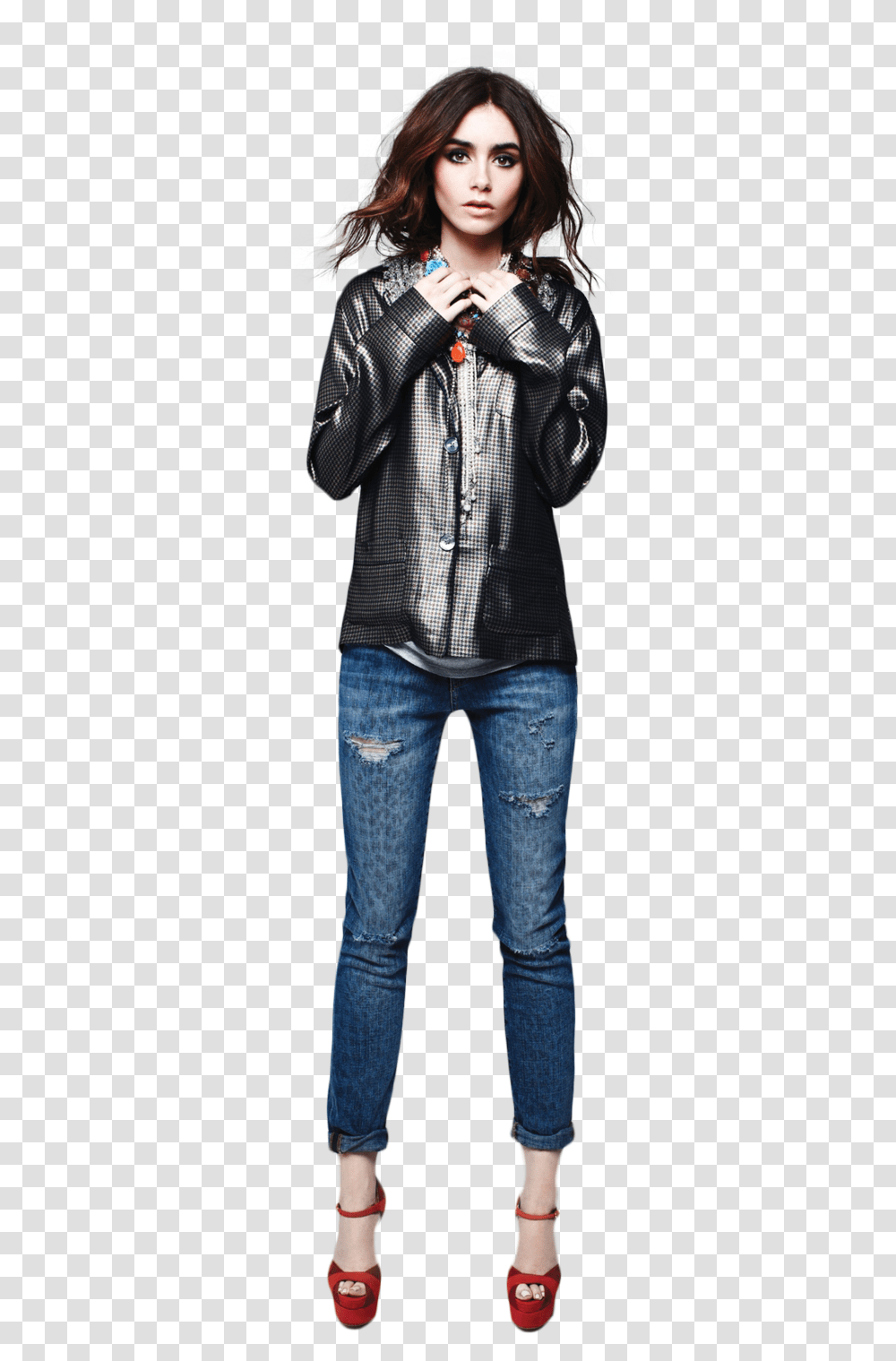 Lily Collins Actress And Clary Fray Image Clary Fray Lily Collins, Pants, Apparel, Jeans Transparent Png