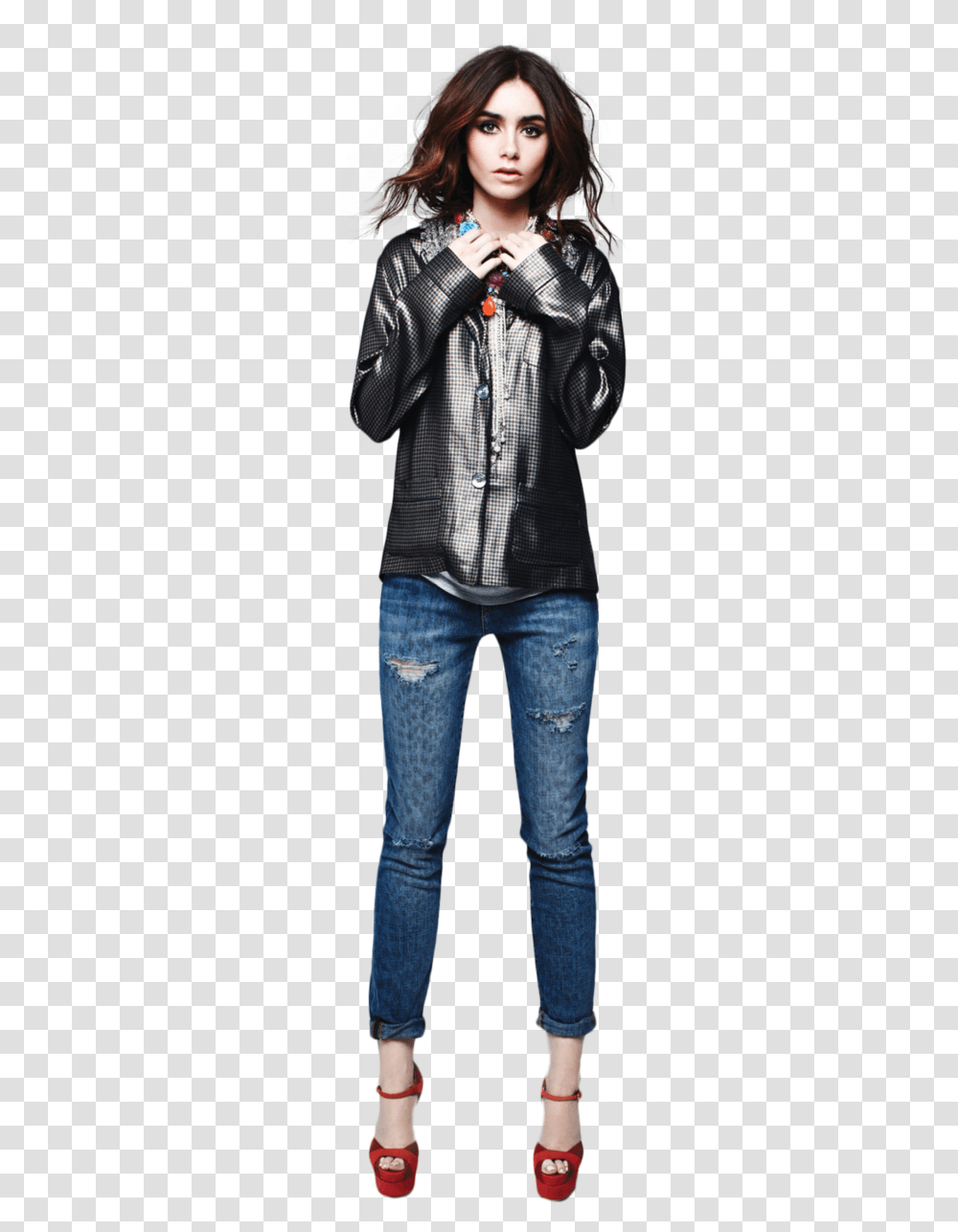 Lily Collins Actress And Clary Fray Image Lily Collins, Pants, Apparel, Jeans Transparent Png