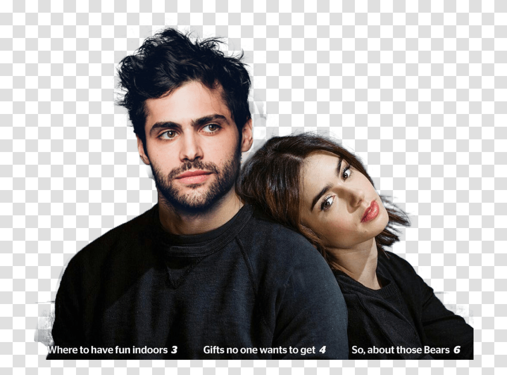 Lily Collins And Matthew Daddario, Person, Human, Face, Performer Transparent Png