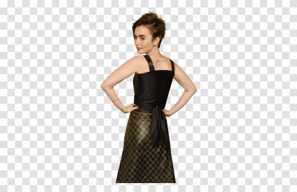 Lily Collins Do I Look Like With Short Hair, Clothing, Dress, Person, Female Transparent Png