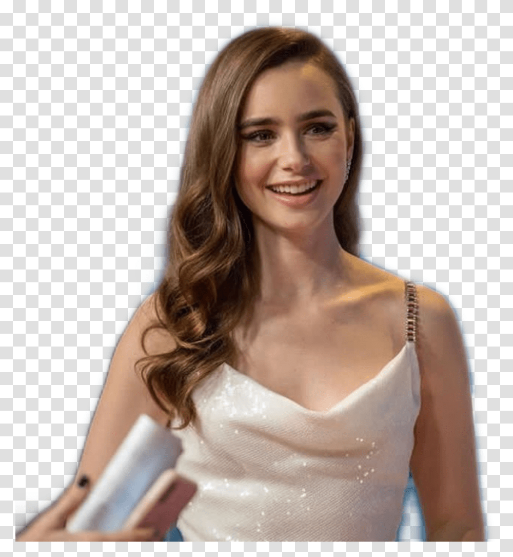 Lily Collins Lily Collins, Apparel, Evening Dress, Robe Transparent Png