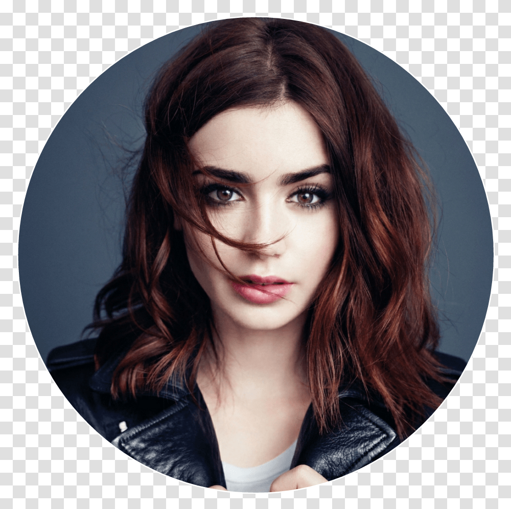 Lily Collins Sticker By Dark Auburn Brown Hair, Face, Person, Human, Female Transparent Png