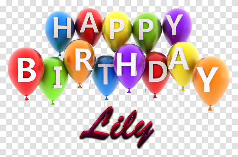 Lily Happy Birthday Balloons Name, Number Transparent Png