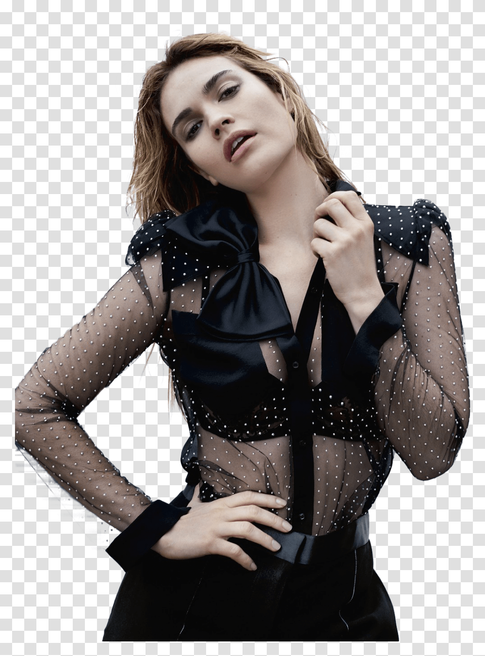Lily James Marie Claire, Apparel, Sleeve, Long Sleeve Transparent Png