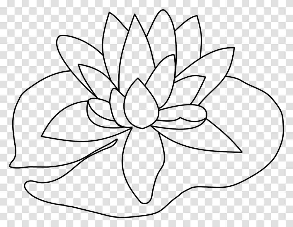 Lily Pad Flower Black And White Lily Pad Drawing Easy, Pattern, Floral Design Transparent Png
