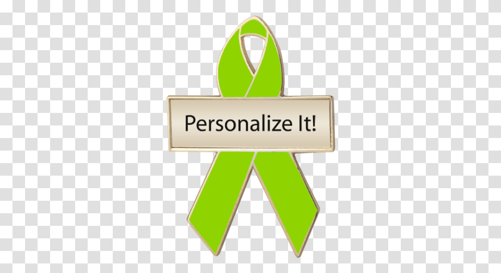 Lime Green Awareness Ribbons Lapel Pins Personalized Cause Awareness Ribbon, Text, Alphabet, Word, Number Transparent Png