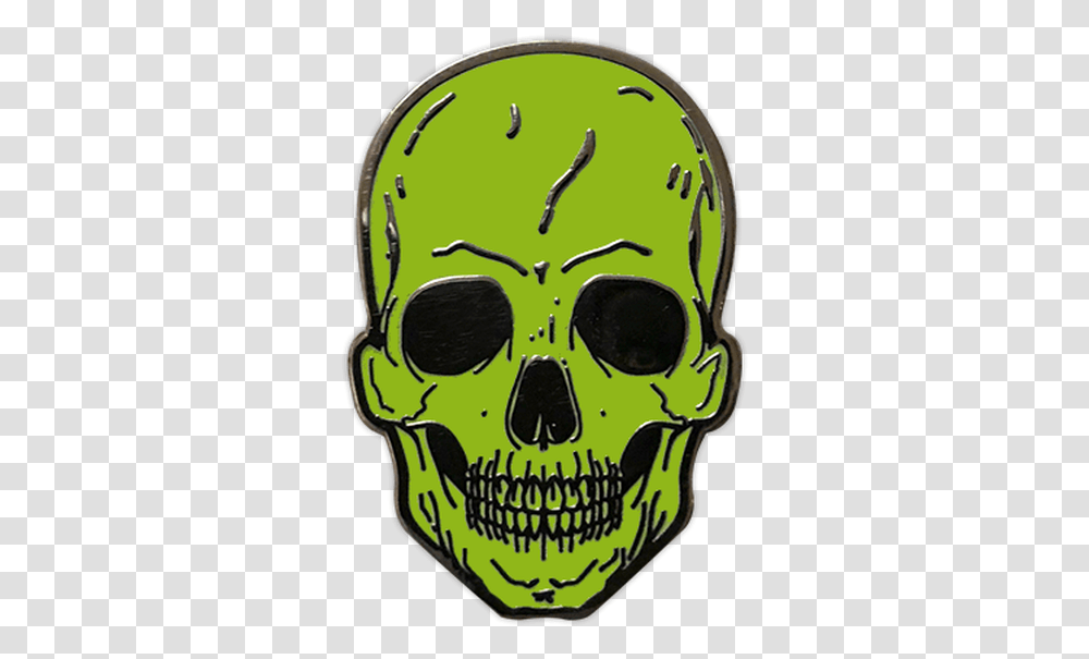 Lime Green Skull Enamel Pin By Seventh Skull, Label, Head, Sticker Transparent Png