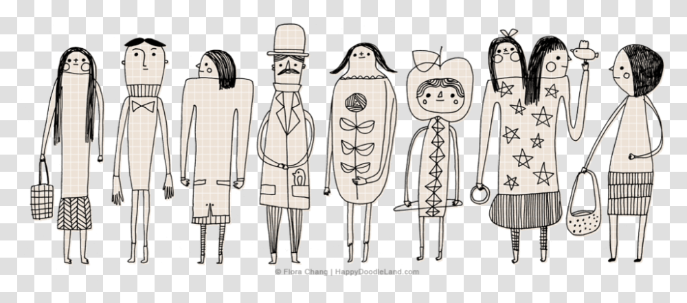 Limited Color Illustrations - Flora Chang Happy Doodle Land People, Plot, Diagram, Plan, Person Transparent Png