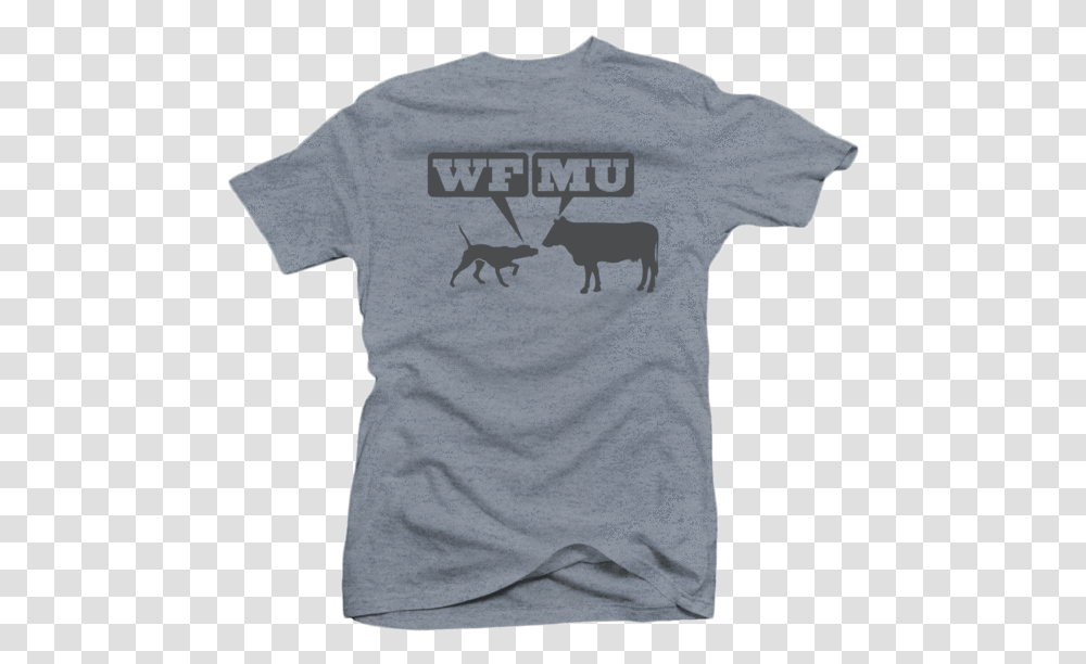 Limited Edition Grey Woof Moo Logo On Steel Blue Heather X Ray Burns T Shirt, Apparel, T-Shirt, Cow Transparent Png
