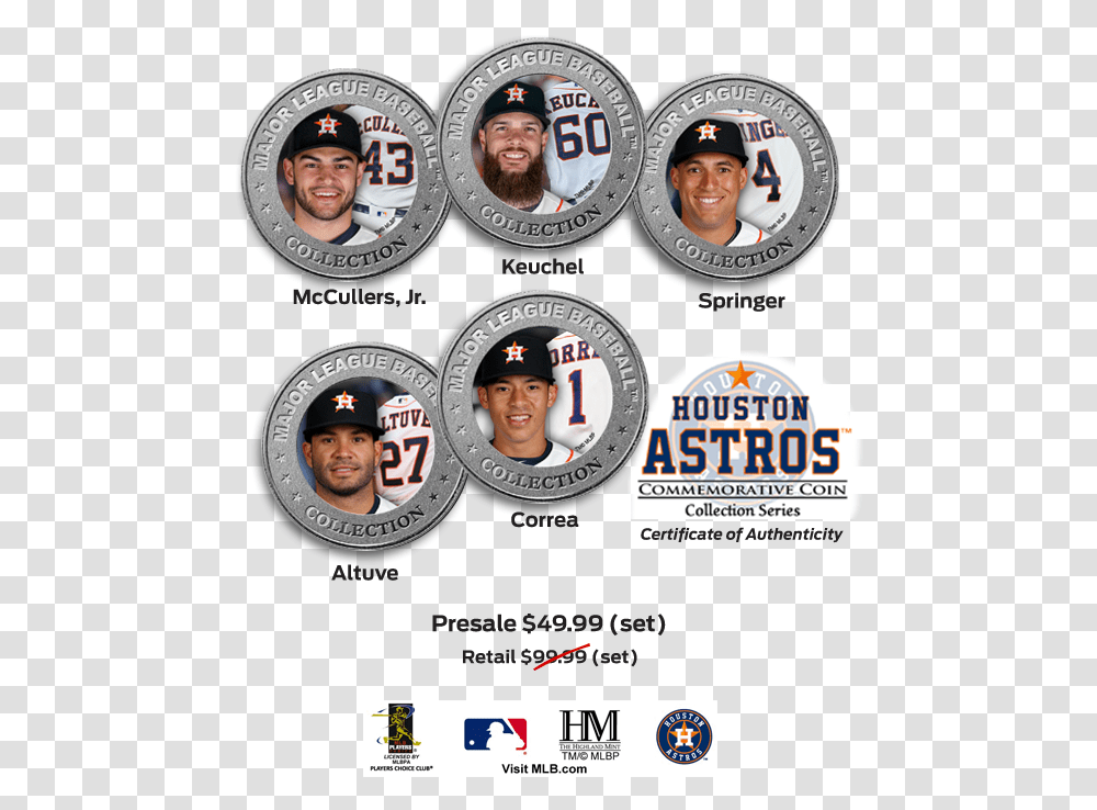 Limited Edition Mlb Licensed Astros Collector Coins Houston Astros, Person, Advertisement, Poster, Collage Transparent Png